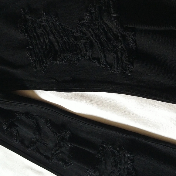 S.O.N.G Black Distressed Wide Leg Jeans - Picture 11 of 14